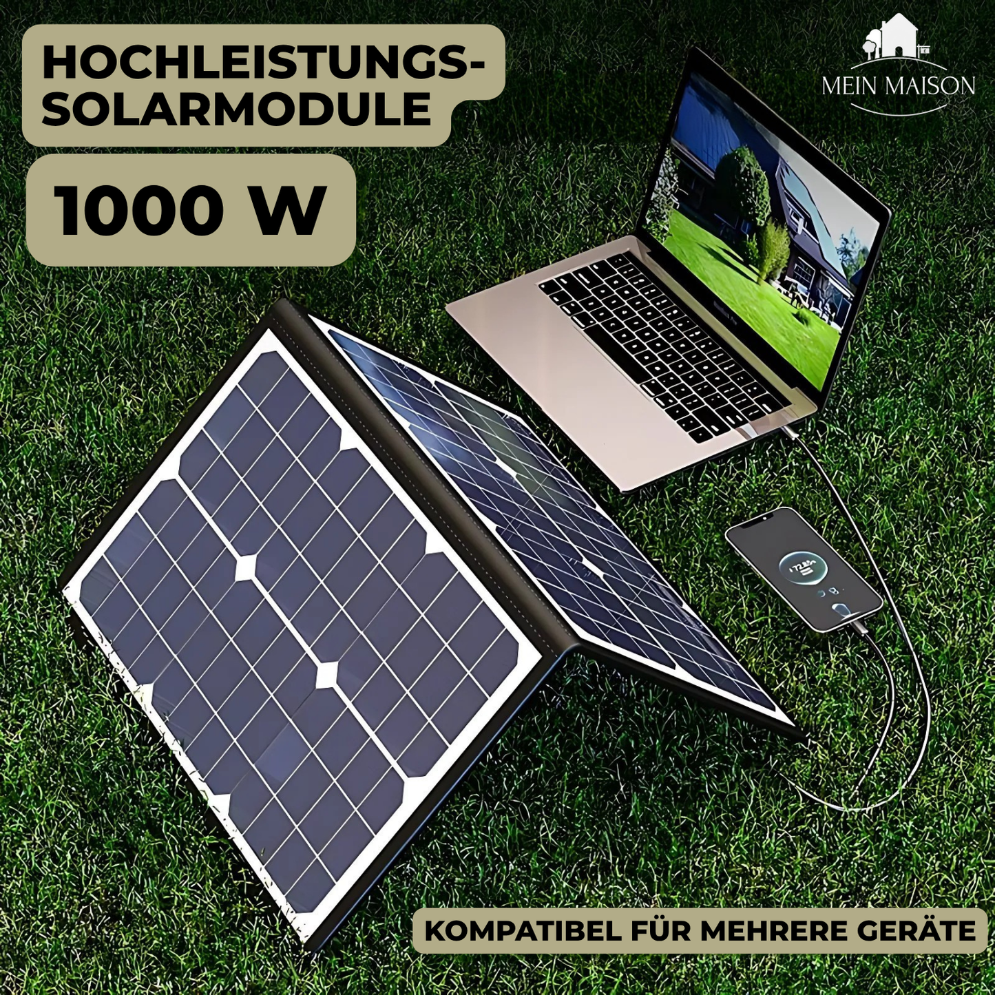 Carvallo 1000W Fällbart Solpanel Kit | Komplettset med MPPT & USB/Typ-C | För Camping, Bil, Båt & Husvagn