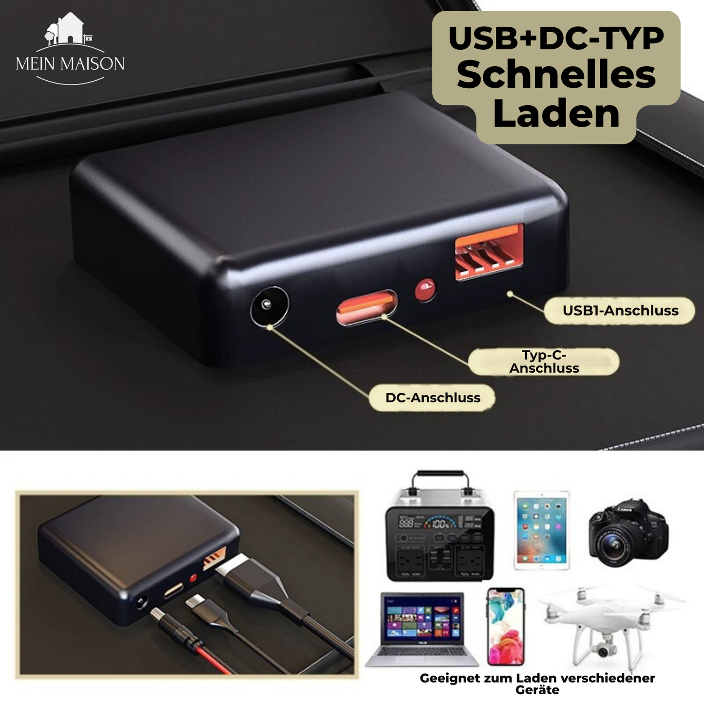 Carvallo 1000W Fällbart Solpanel Kit | Komplettset med MPPT & USB/Typ-C | För Camping, Bil, Båt & Husvagn