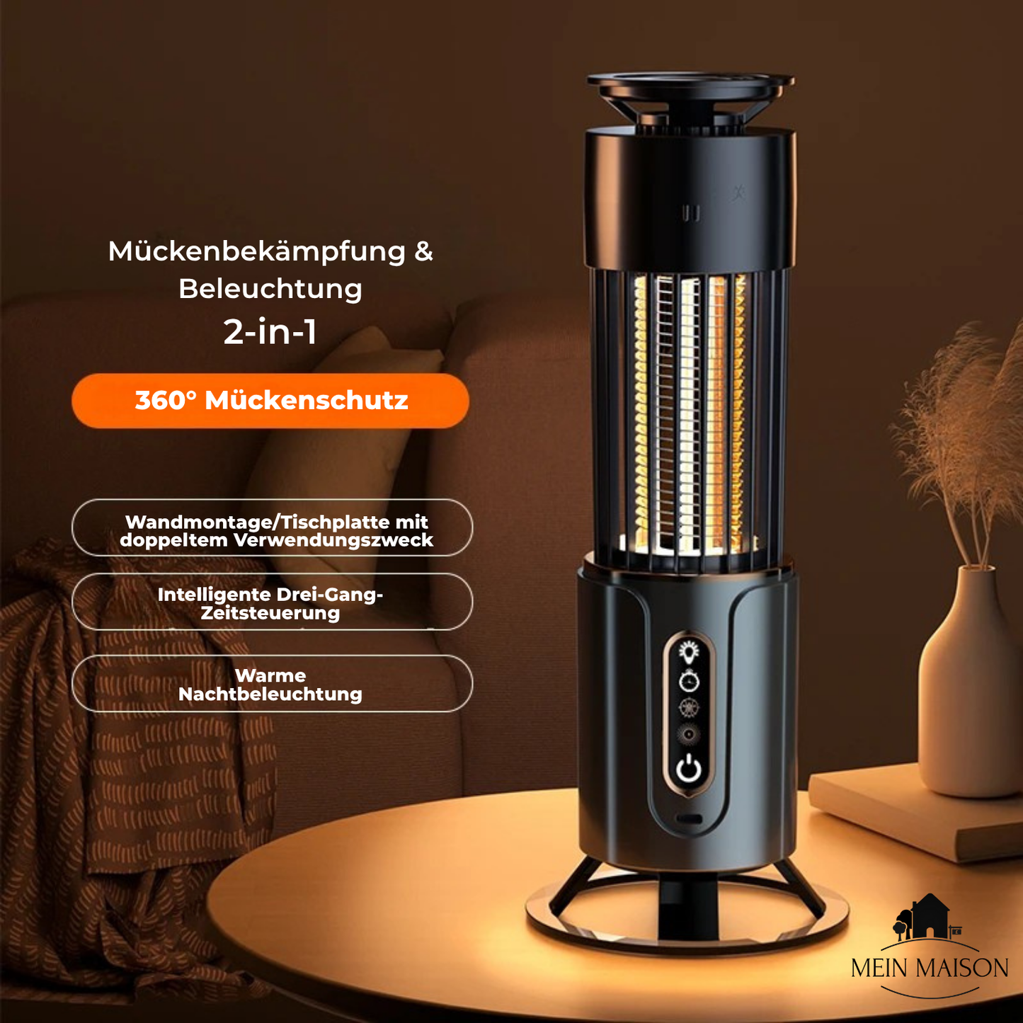 Carvallo Elektrisk mygglampa | USB uppladdningsbar | Tyst & kemikaliefri | Insektsdödare för inomhus & utomhus