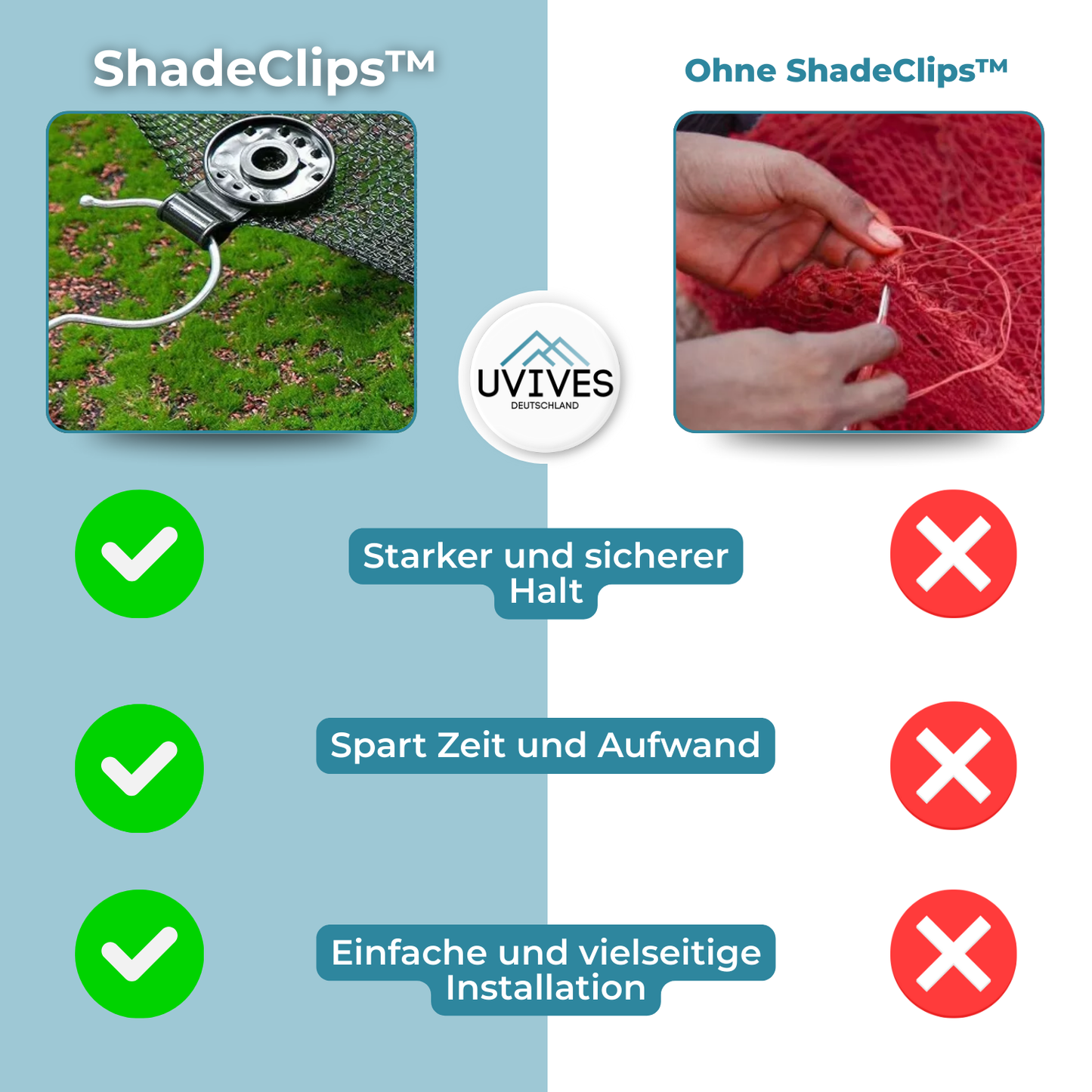 Carvallo | ShadeClips – Den enkla lösningen för säker fäste av skuggnät