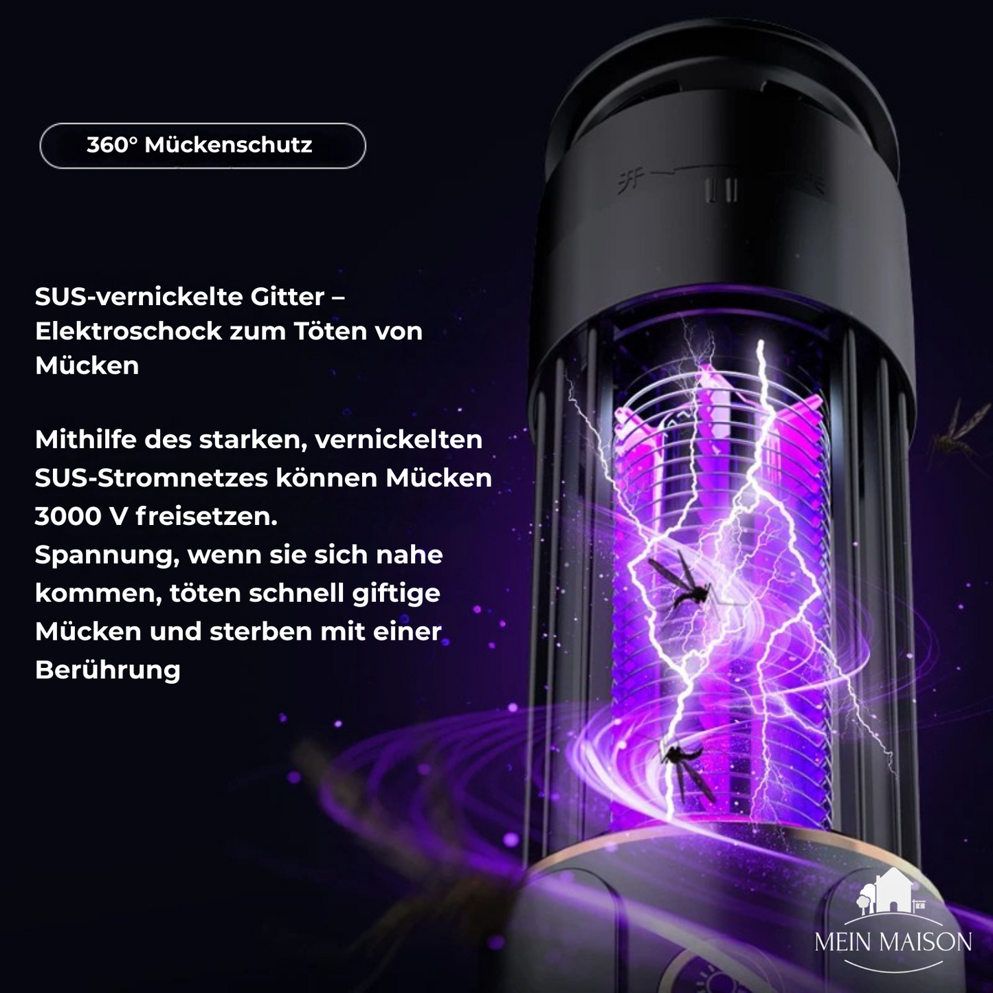 Carvallo Elektrisk mygglampa | USB uppladdningsbar | Tyst & kemikaliefri | Insektsdödare för inomhus & utomhus