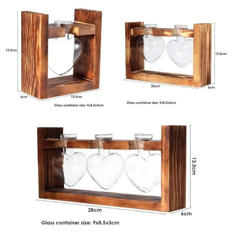 Carvallo – Elegant Glas Förökning Vasen med Träbas för Grön Inspiration