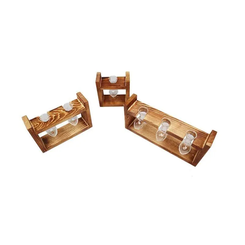 Carvallo – Elegant Glas Förökning Vasen med Träbas för Grön Inspiration