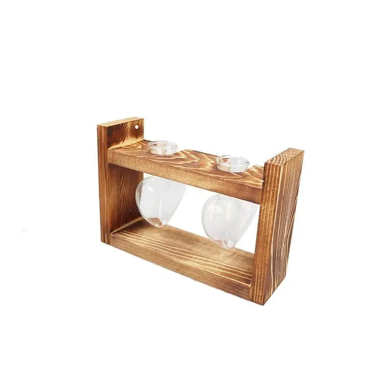 Carvallo – Elegant Glas Förökning Vasen med Träbas för Grön Inspiration