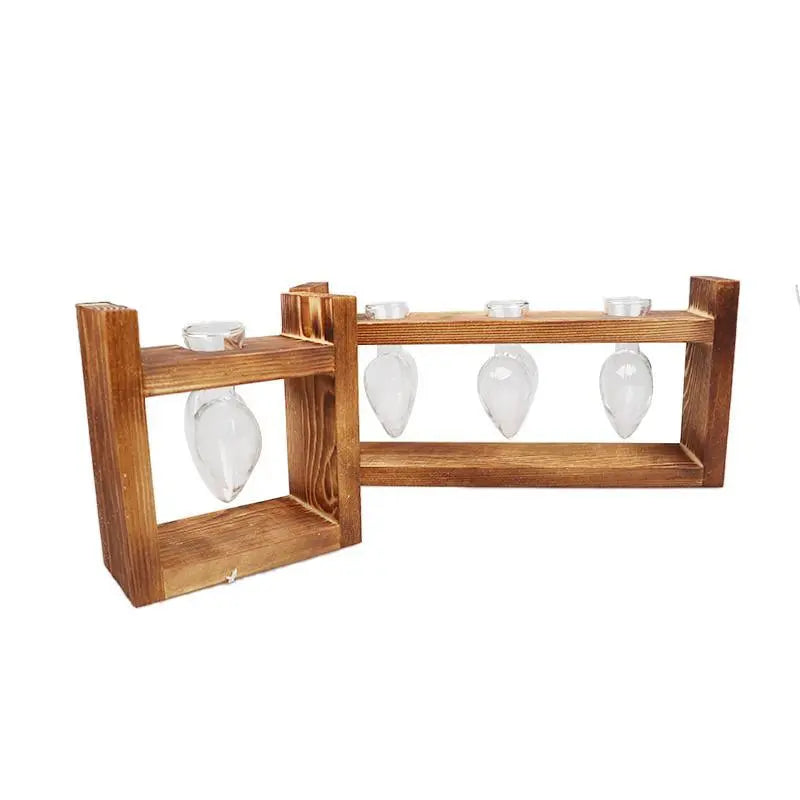 Carvallo – Elegant Glas Förökning Vasen med Träbas för Grön Inspiration