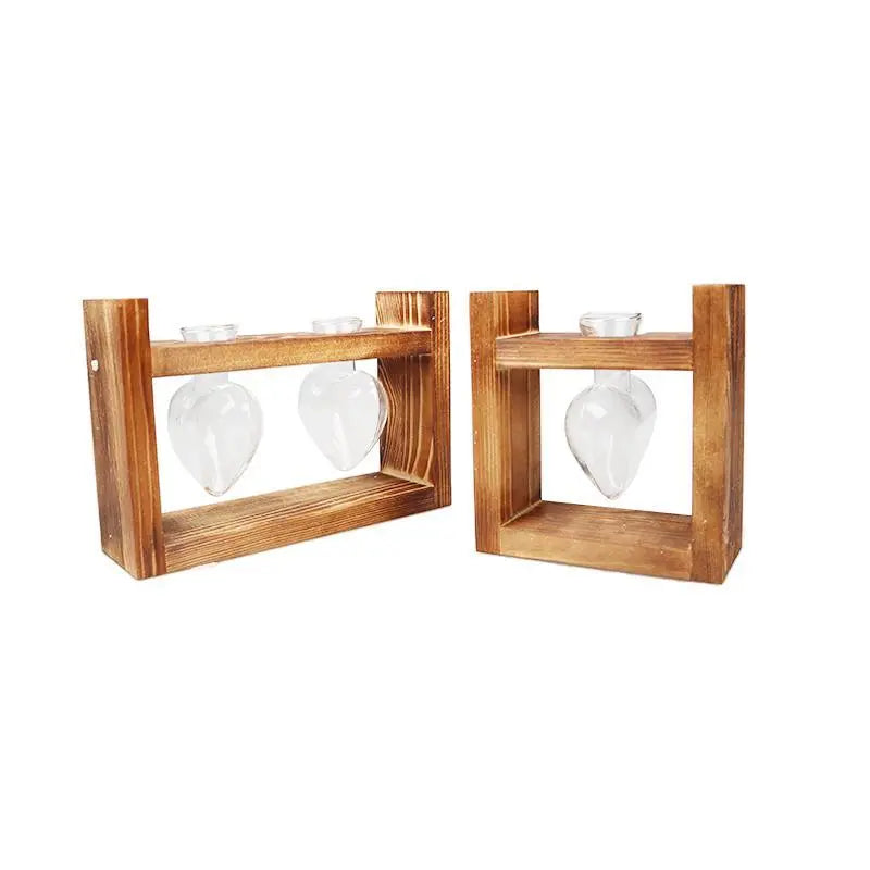 Carvallo – Elegant Glas Förökning Vasen med Träbas för Grön Inspiration