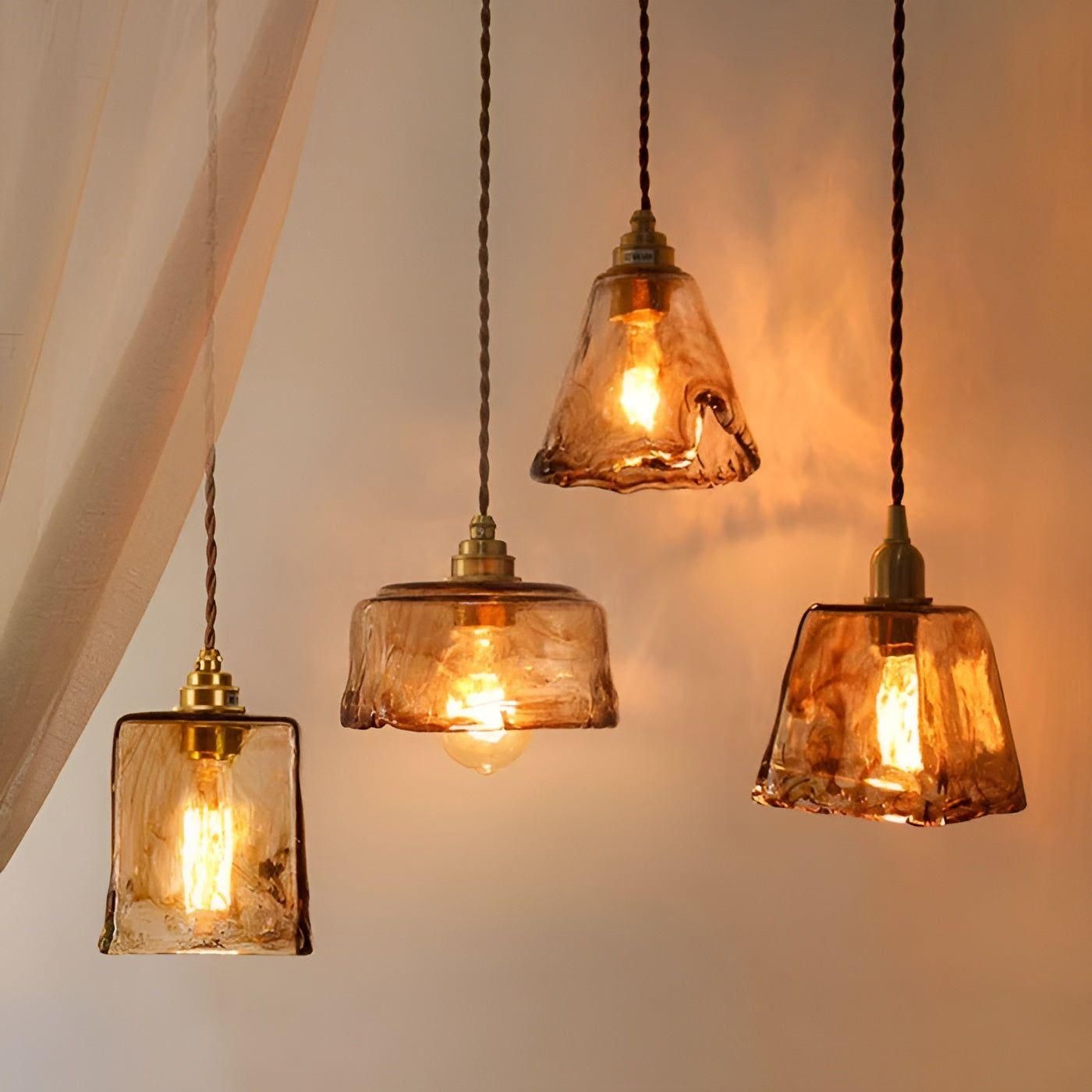 GlassElegance Light - Vintage Crystal Prism Glass Pendant Ceiling Light