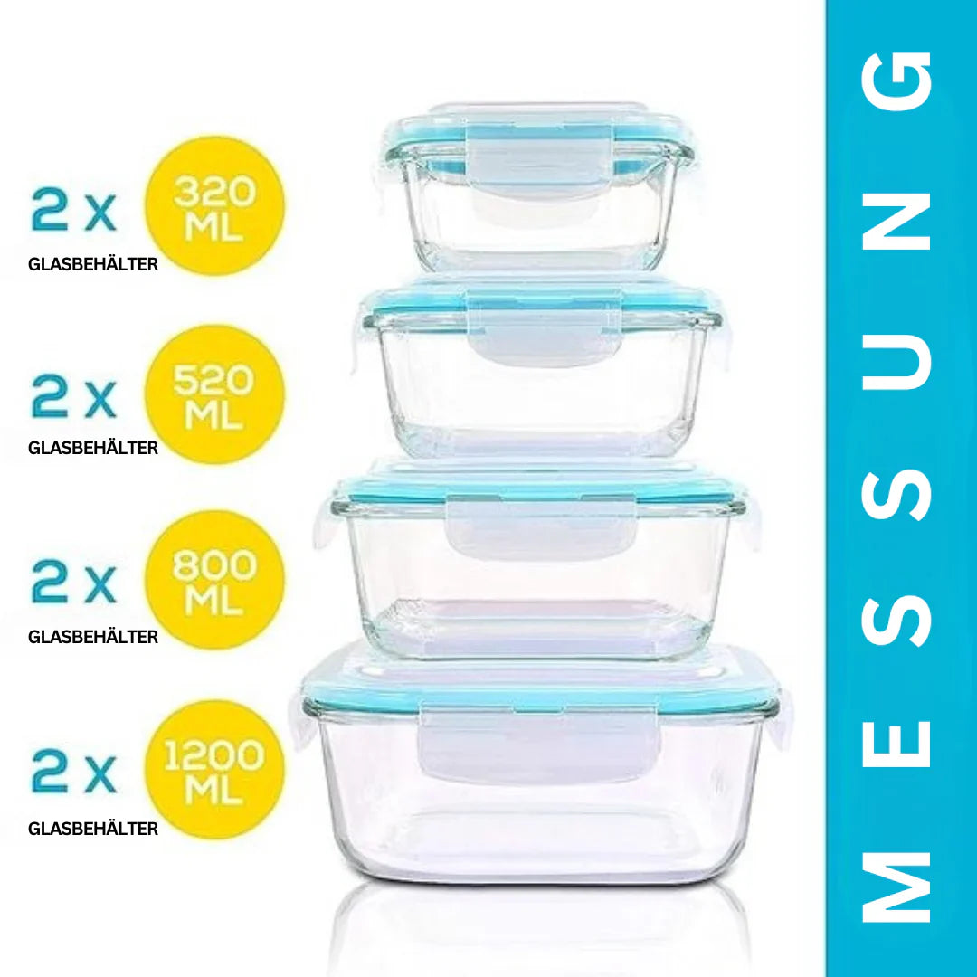 Glas-Freshkeeping-doser Set – Lufttäta förvaringsbehållare med lock för kök &amp; Meal Prep
