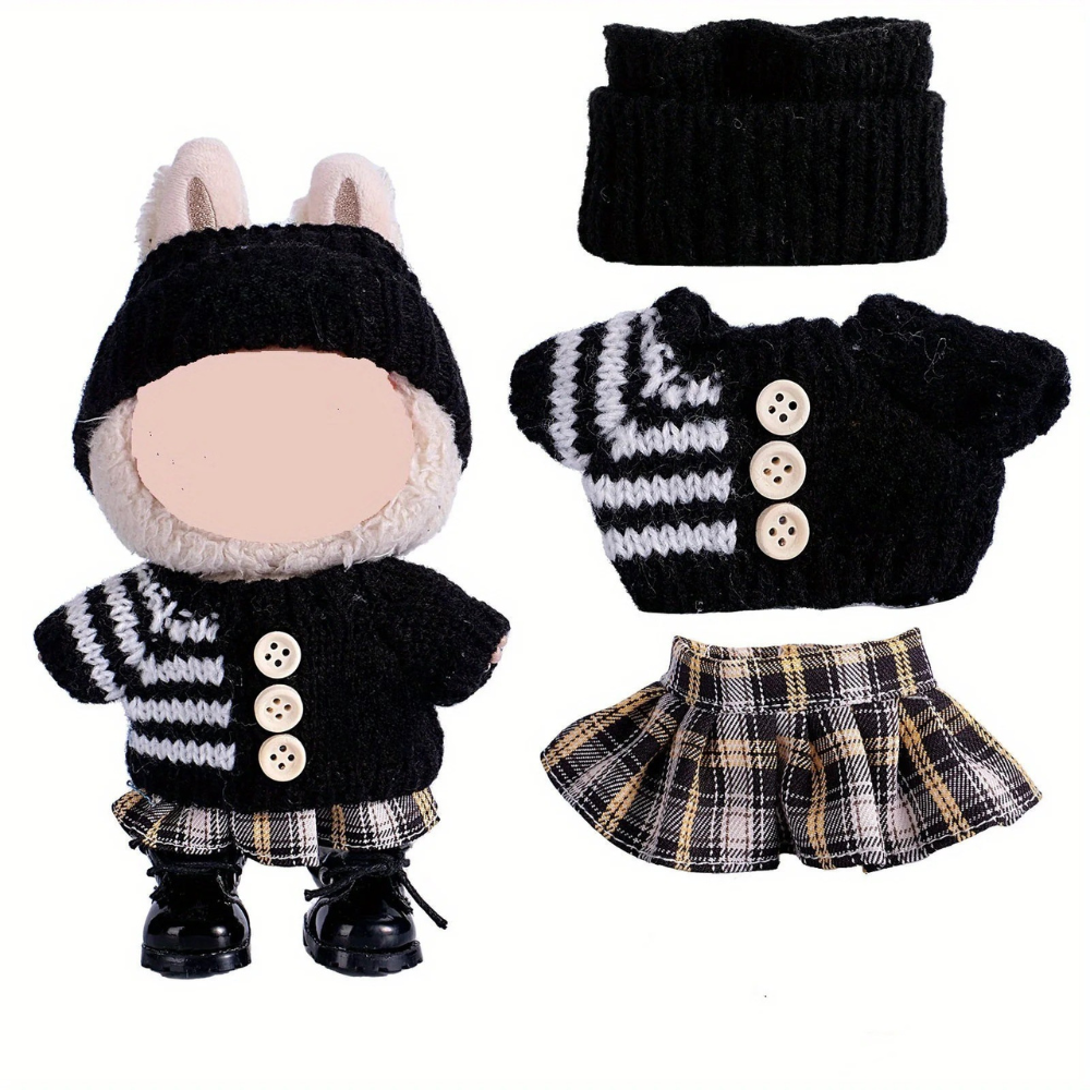Dollskläder Stickad Outfit Set Kjol Ull