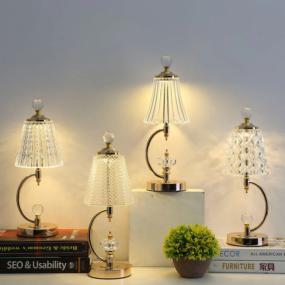SparkleLume – Vintage kristall bordslampa