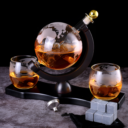 Kristall-Whiskykaraff med glas – Världskuladesign | Dekorativ för kontor & hem