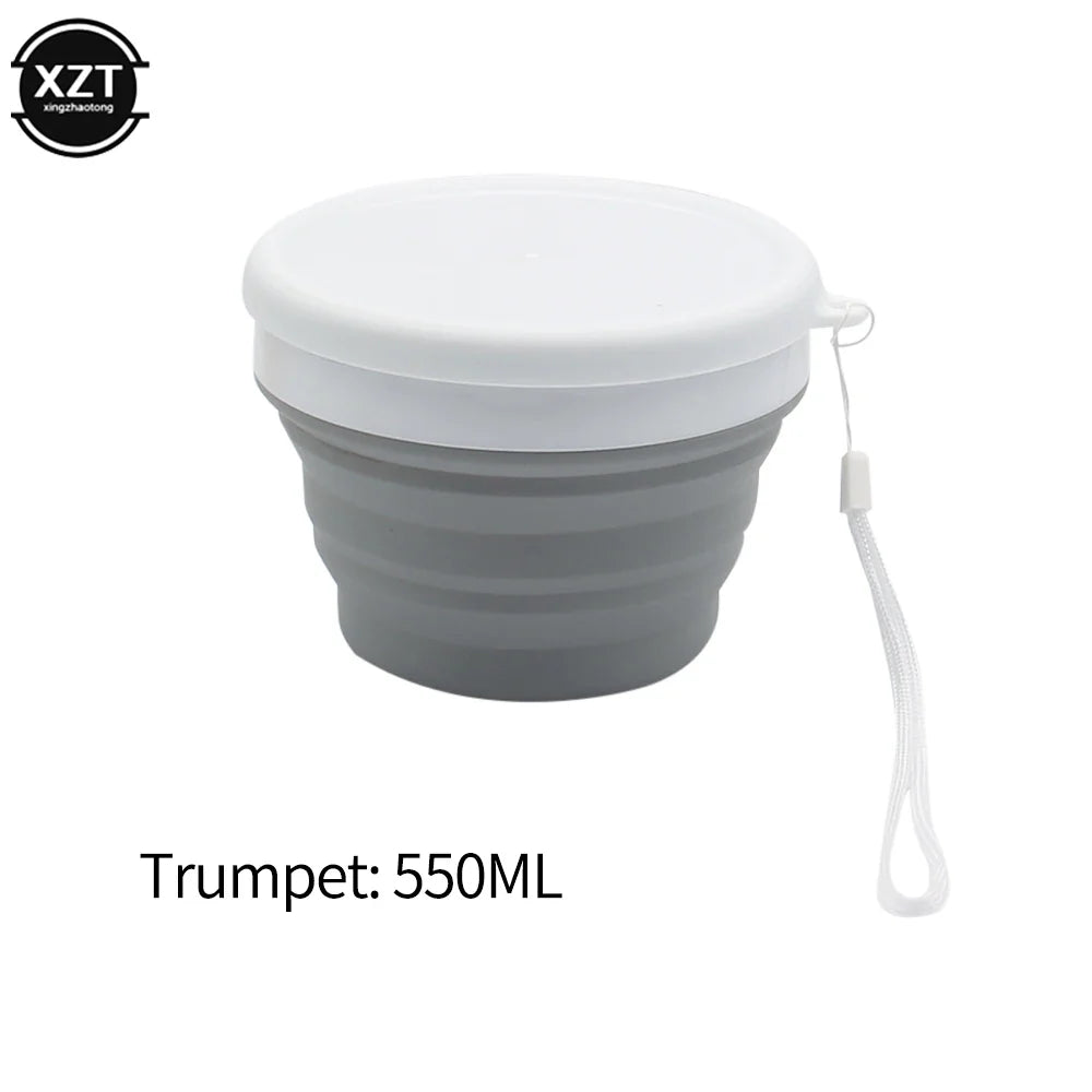 Carvallo Fällbar Silikonskål med Lock | 550 ml / 950 ml | För Camping, Resa & Kök | Värmebeständig & Bärbar