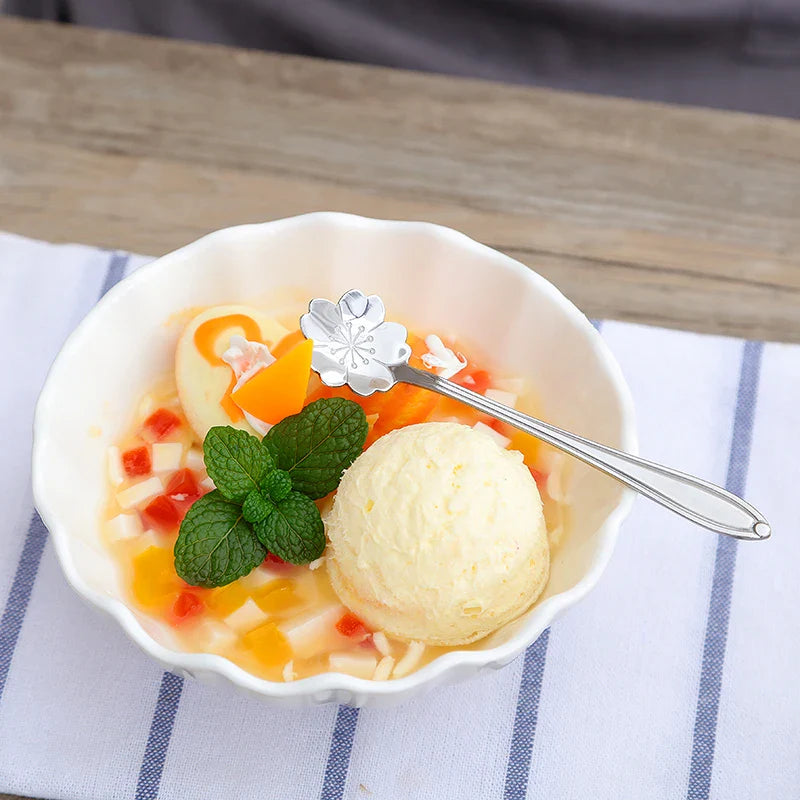 Royallure 8-delars Blomstersked Set – Rostfritt Stål Kaffe Skedar