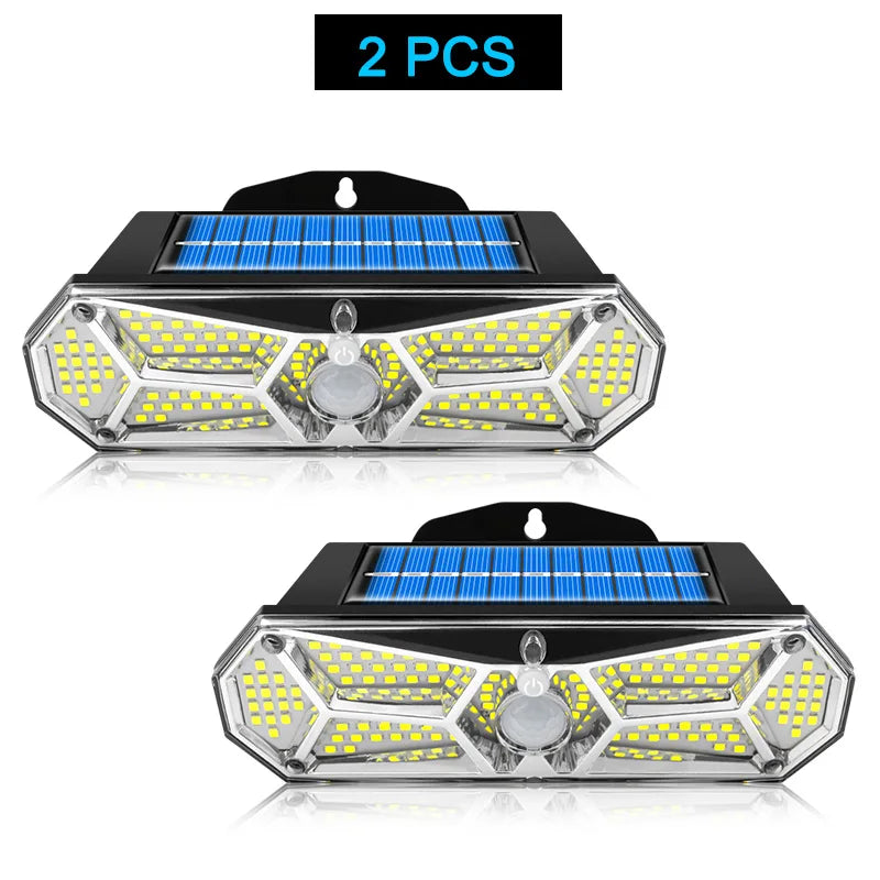 Carvallo Solar Vägglampa med Rörelsesensor | 158 LEDs | IP65 Vattentålig | 3 Läge | Extra Ljus & Trådlös