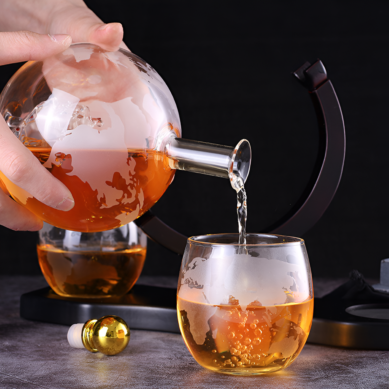 Kristall-Whiskykaraff med glas – Världskuladesign | Dekorativ för kontor &amp; hem