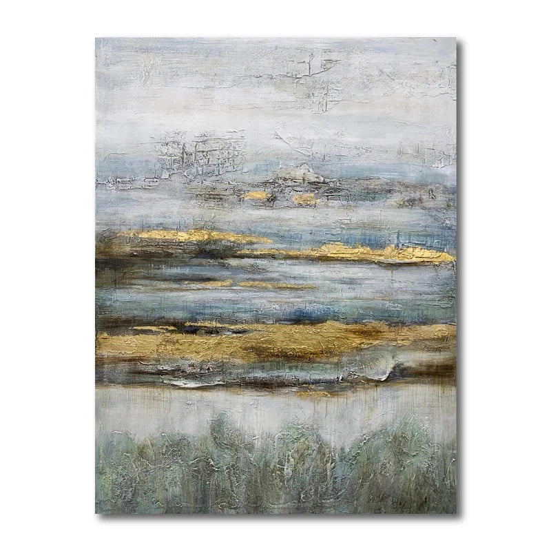 Gyllene Landskap - Handmålade Olja Lärft