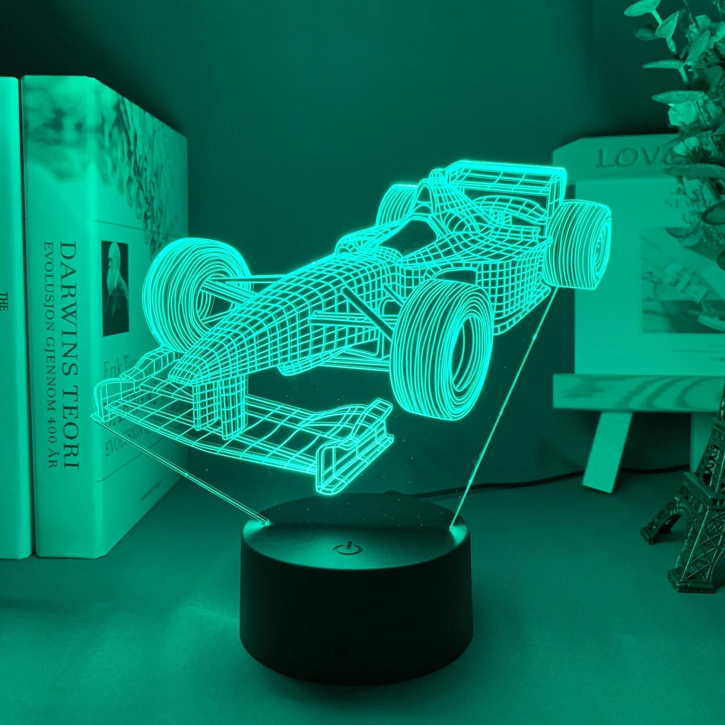 Carvallo – 3D Formel 1-racerbilslampa med 7-färgad LED-läge och platt design