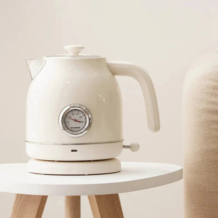 Royallure 58 oz Retro Rostfritt Stål Elektrisk Kettle – 1500 W Snabbkokning, Temperaturdisplay, Automatisk Avstängning