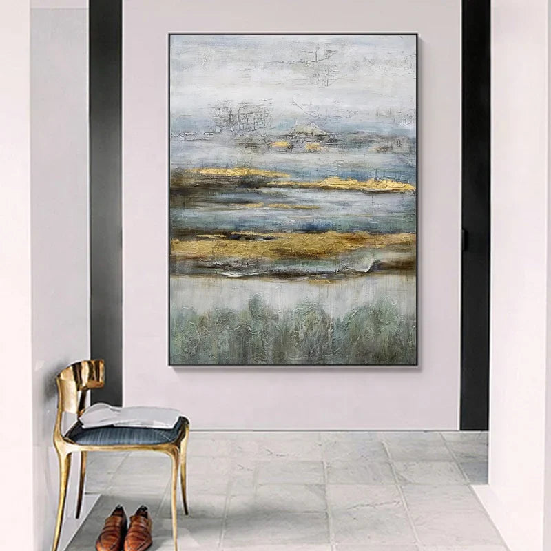 Gyllene Landskap - Handmålade Olja Lärft