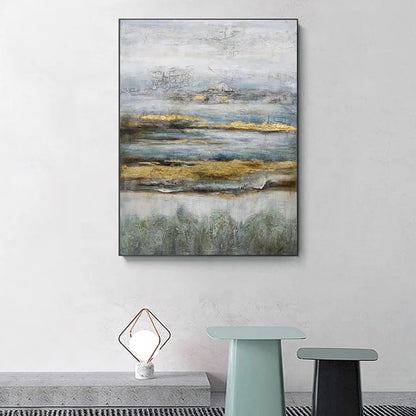 Gyllene Landskap - Handmålade Olja Lärft