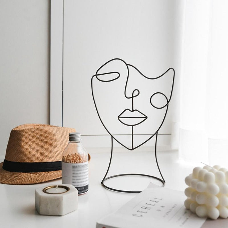 Linjeteckning Skulptur - Modern Ansiktsdesign för Hemmet