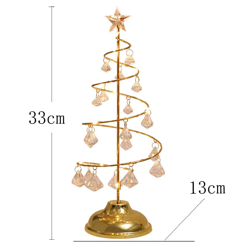 CrystalGlow - Julgran Bordslampa med Kristaldekoration och LED-belysning