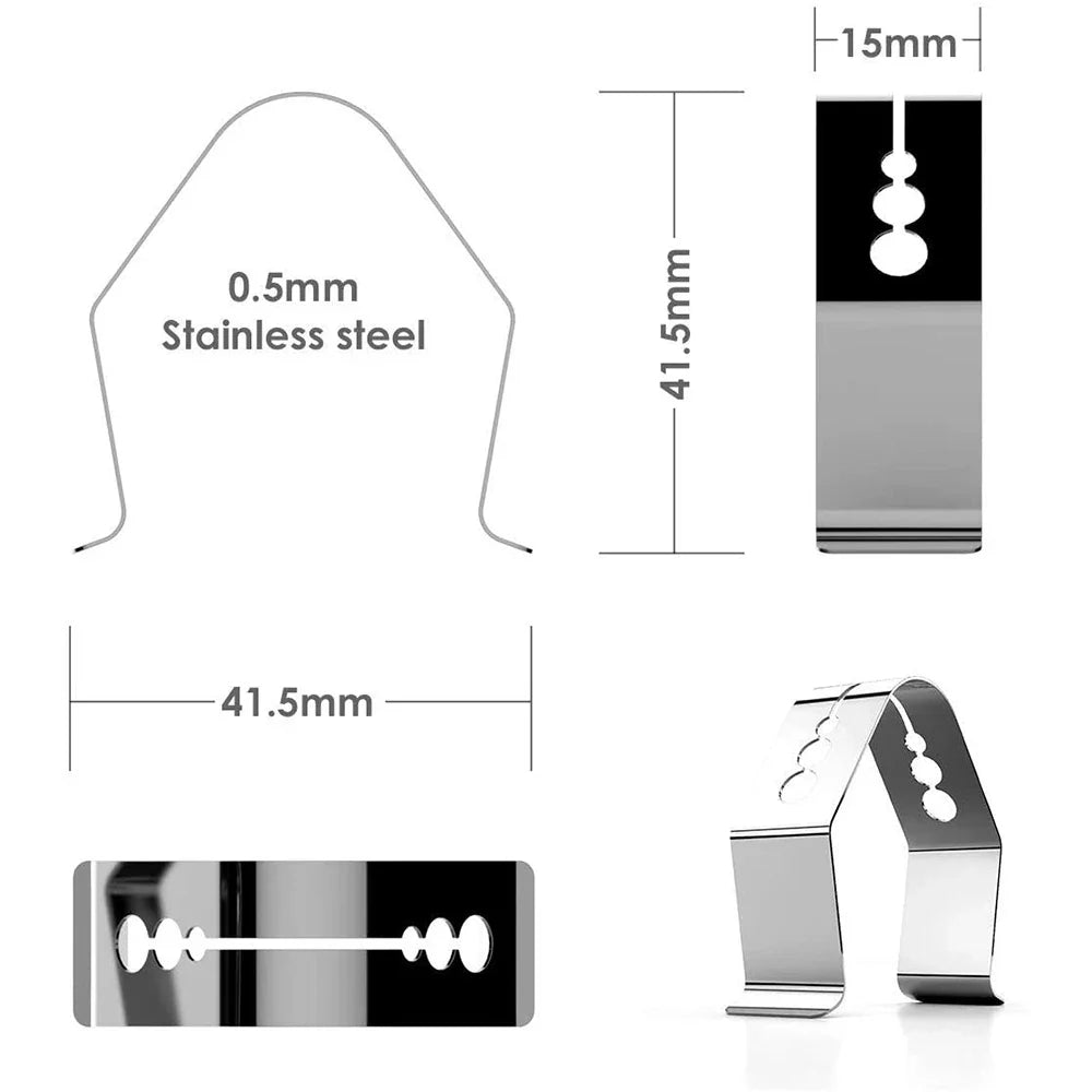 Carvallo Termometer-Cliphållare 4-pack | I rostfritt stål | För BBQ, rökare & ugn | Passar för trådlösa & Bluetooth-termometrar