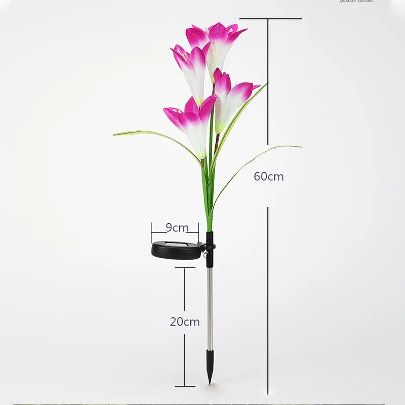 Carvallo SolarBloom Solar Trädgårdslampor LED Liljor | Dekolampa med ljussensor | För gård, gräsmatta & fester | Röd & Lila