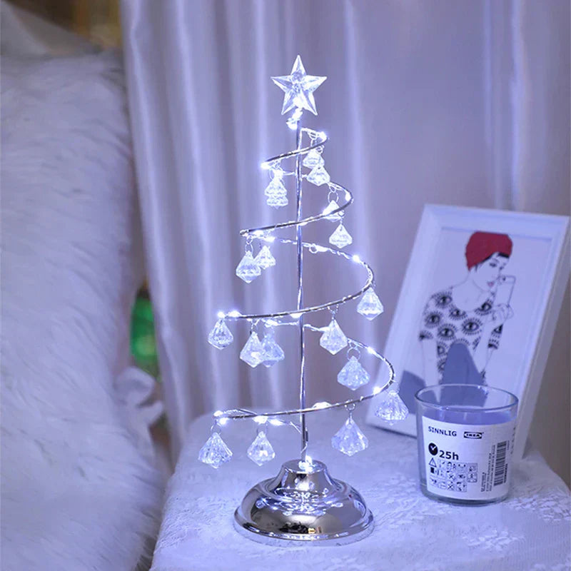 CrystalGlow - Julgran Bordslampa med Kristaldekoration och LED-belysning