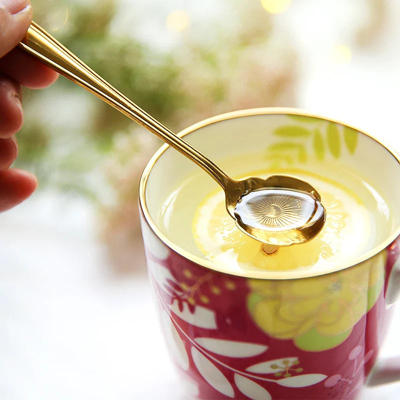 Royallure 8-delars Blomstersked Set – Rostfritt Stål Kaffe Skedar