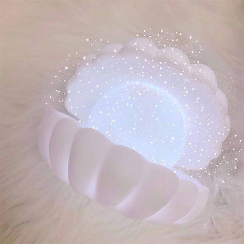 PearlWave - Havfrue Perle Snäckor Nattlys med en glittrande skaldesign