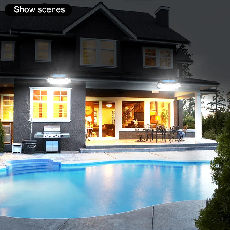 Carvallo Solar Vägglampa med Rörelsesensor | 158 LEDs | IP65 Vattentålig | 3 Läge | Extra Ljus & Trådlös