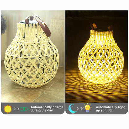 Solar LED Rattanlampa – Stor utomhusbelysning i oval design för trädgård och terrass