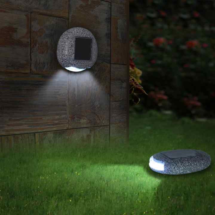 Solar LED Stenlampa för trädgård och stigar – Väderbeständig stigbelysning i naturstensdesign