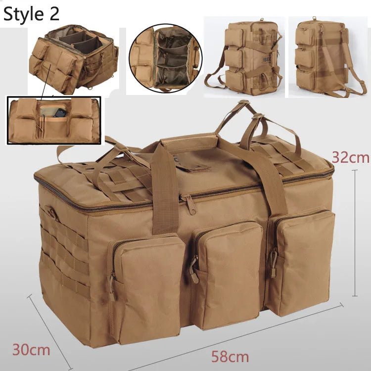 Carvallo 55L Ryggsäck | Militärt Molle-system | Extra mycket förvaring | Robust nylon – Svart/Khaki/Grön