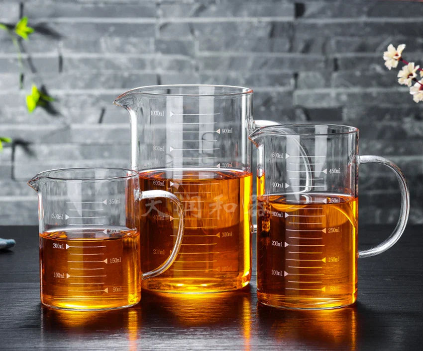 Royallure Värmebeständigt Glas Mätkopp, Hög-Borosilikat 250 ml–1000 ml, Klar &amp; Hållbar