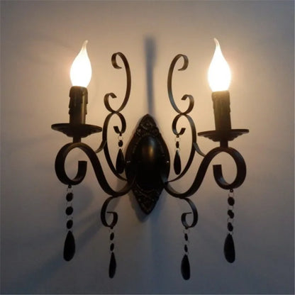 CrystalVintage - Svart Vägglampa Vardagsrum &amp; Sovrum Belysning