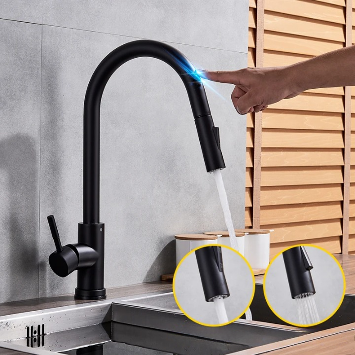 Kökskran med touchsensor och utdragbar
