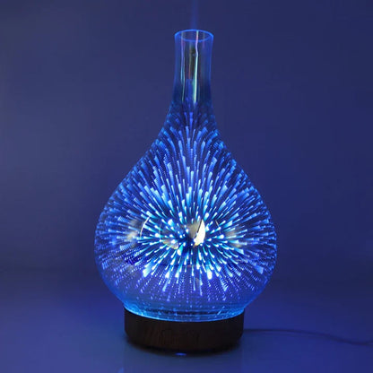 Aromadiffusor med 3D-glasdesign – LED-färgbyte &amp; doftolje-funktion