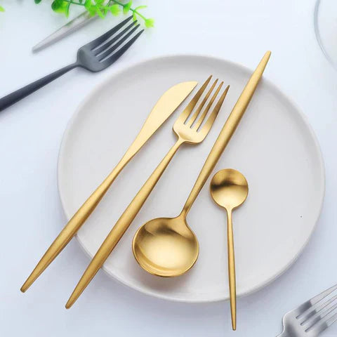 VédaTable 24-delars middagsset - Modern elegans i rostfritt stål