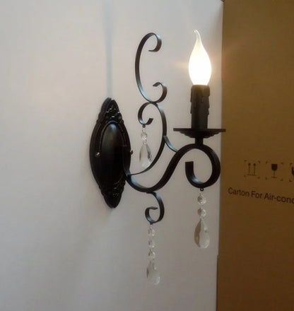 CrystalVintage - Svart Vägglampa Vardagsrum &amp; Sovrum Belysning