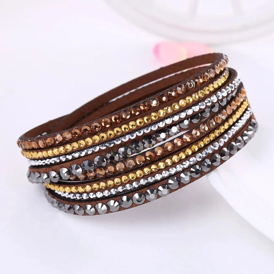 Armband för kvinnor svart kristall svepdesign