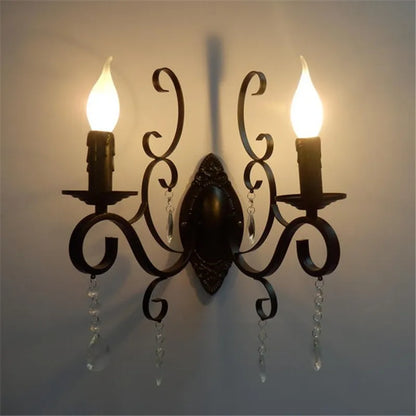 CrystalVintage - Svart Vägglampa Vardagsrum &amp; Sovrum Belysning
