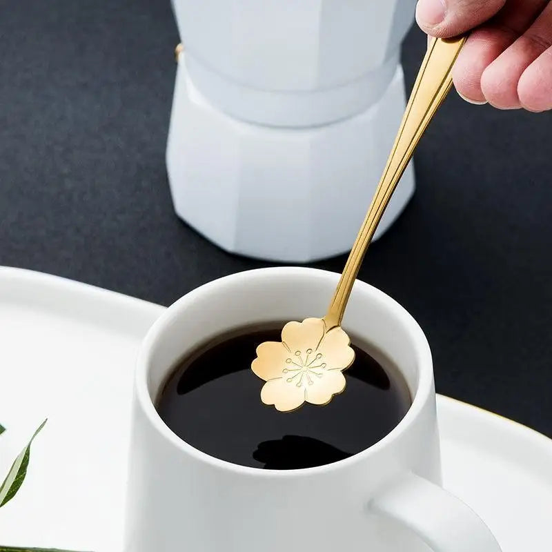 Royallure 8-delars Blomstersked Set – Rostfritt Stål Kaffe Skedar