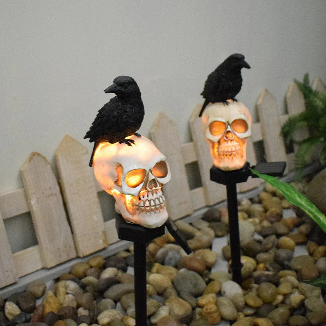 Halloween Solarskallar &amp; Kråkljus för Trädgårdsdekorationer