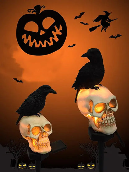 Halloween Solarskallar &amp; Kråkljus för Trädgårdsdekorationer