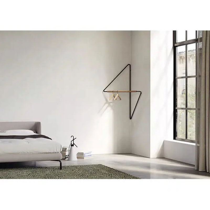 Carvallo – Stilren Hörnhängare med Minimalistisk Design i Trä och Metall