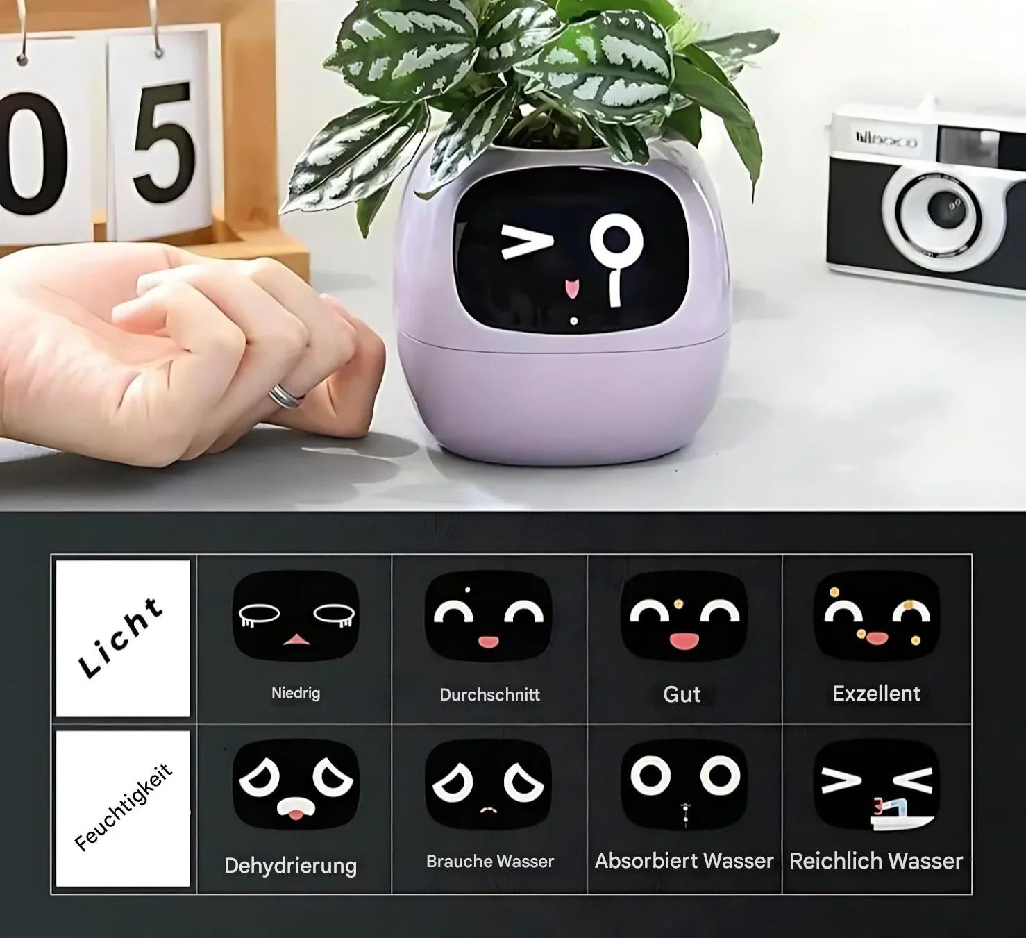 Automatisk Smart-blomkruka med bevattningssystem och LED-lampor
