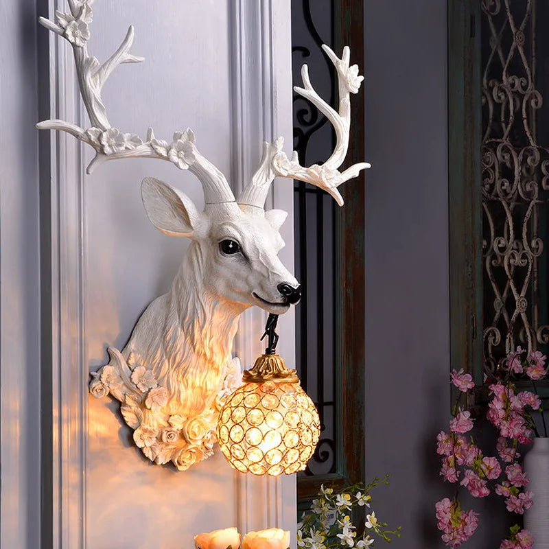 DeerCharm - Rustik vägglampa med kristallglas Vintage belysning