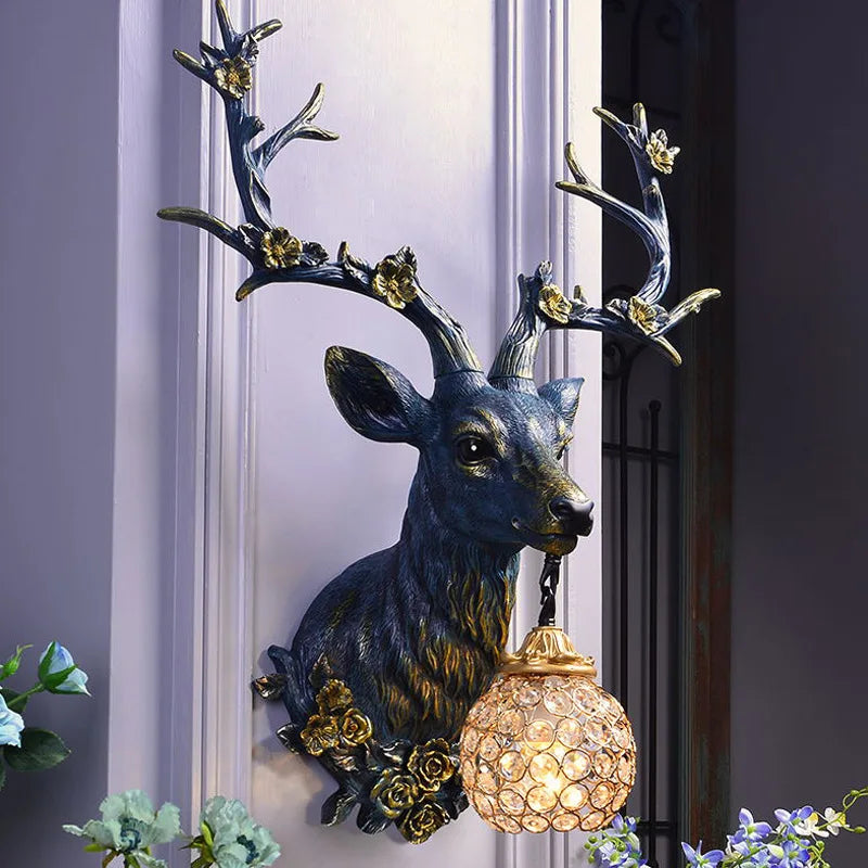 DeerCharm - Rustik vägglampa med kristallglas Vintage belysning